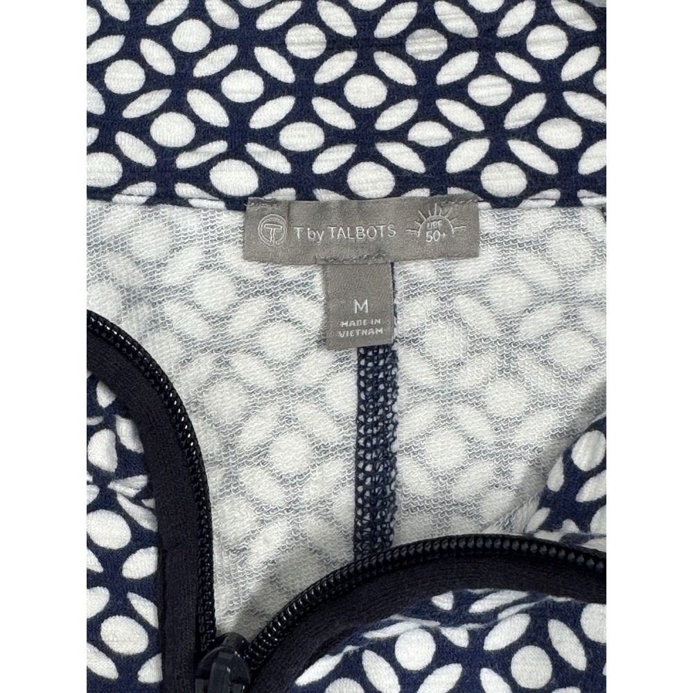 Talbots Women's Full Zip Jacket Sweatshirt Blue & White Size Medium - Picture 6 of 9